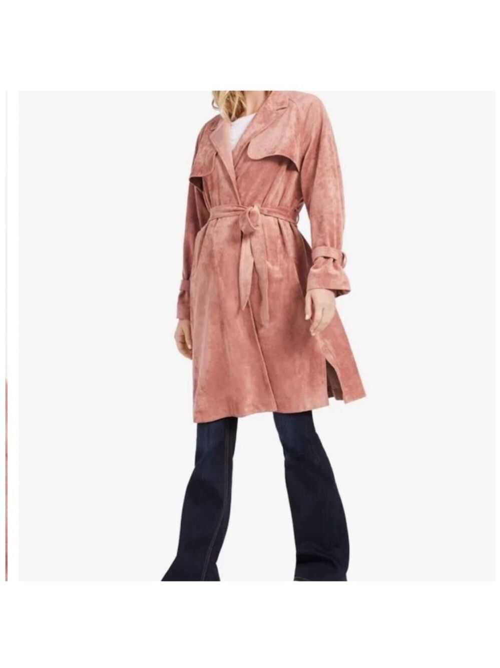 Women's Oat Trench Coat, Size M Dusty Rose